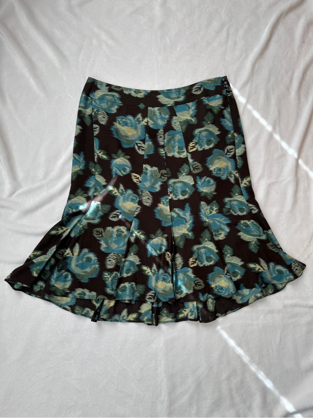 Ann Taylor LOFT Dark Floral Watercolour Rose Midi Skirt | Sz. 12